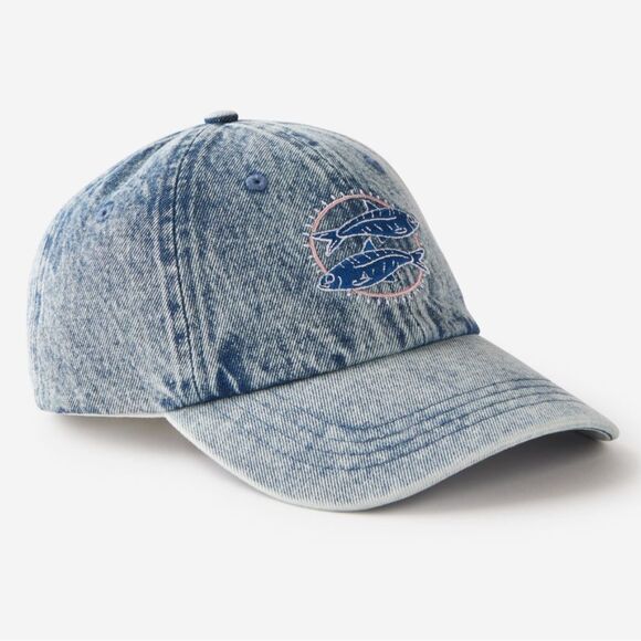 COTTON:ON Embroidered Sardines Vintage Blue Wash Denim Dad Cap - Picture 1 of 13